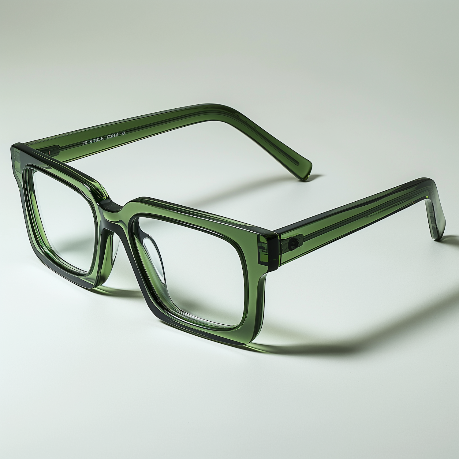 Modern Green Eyeglasses on Monochrome Background