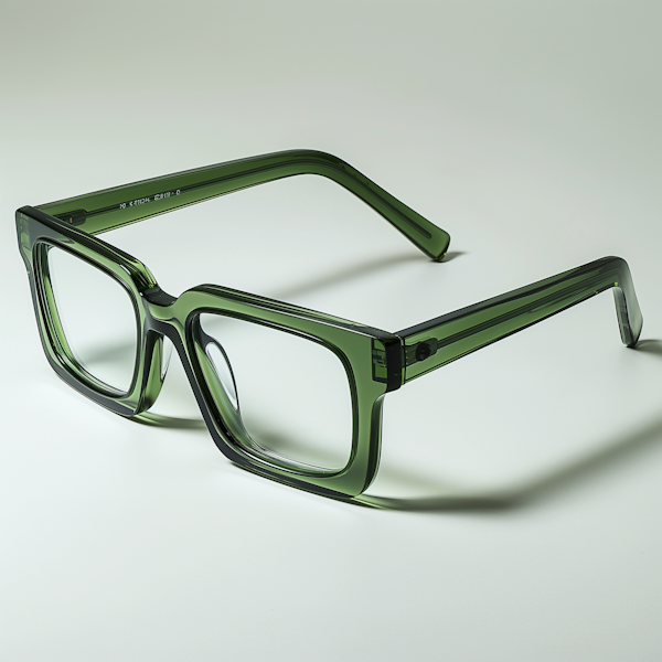 Modern Green Eyeglasses on Monochrome Background