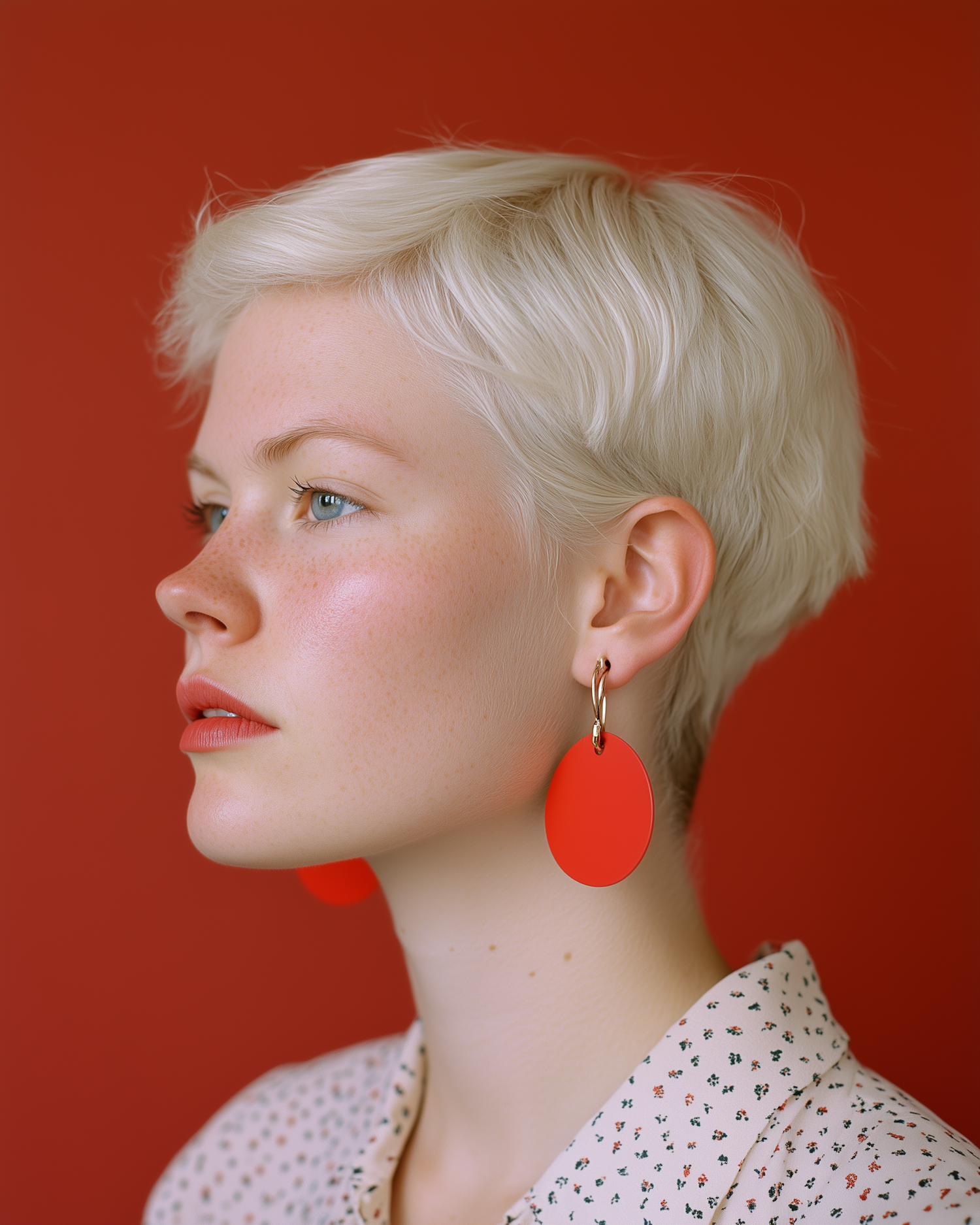 Profile Portrait with Red Background