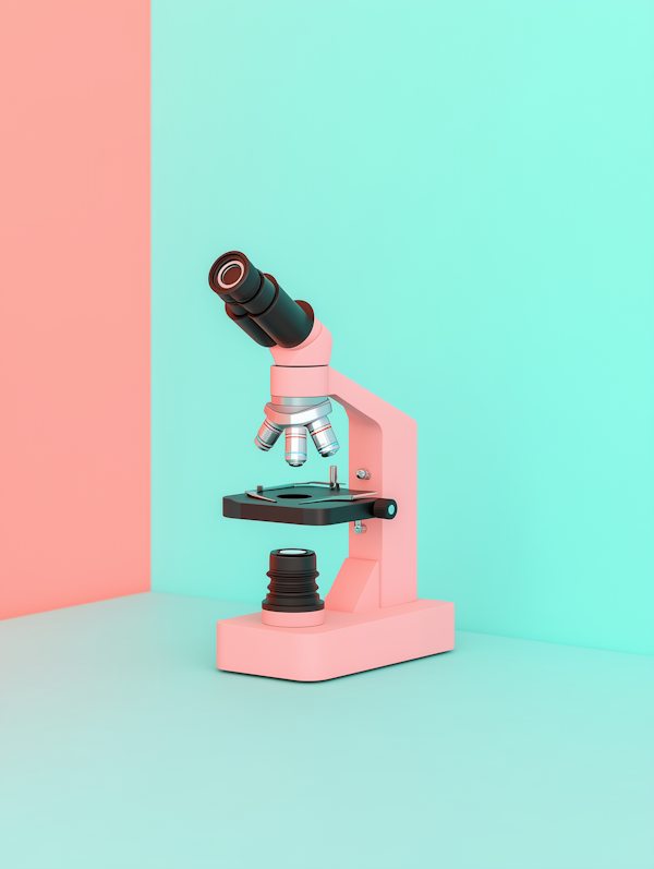 Pastel Pink Microscope on Cyan and Pink Background