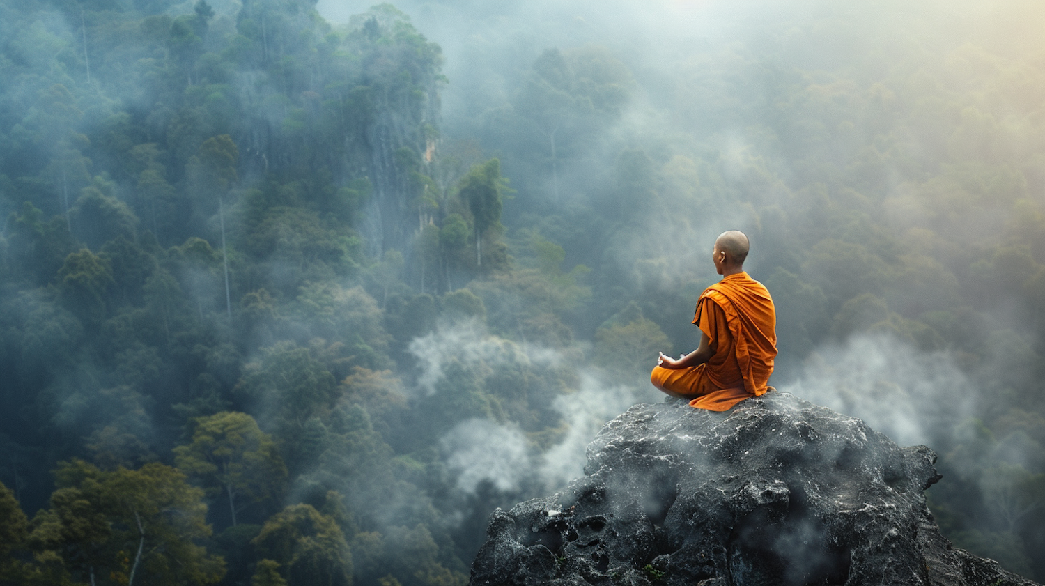 Meditating Monk in Nature