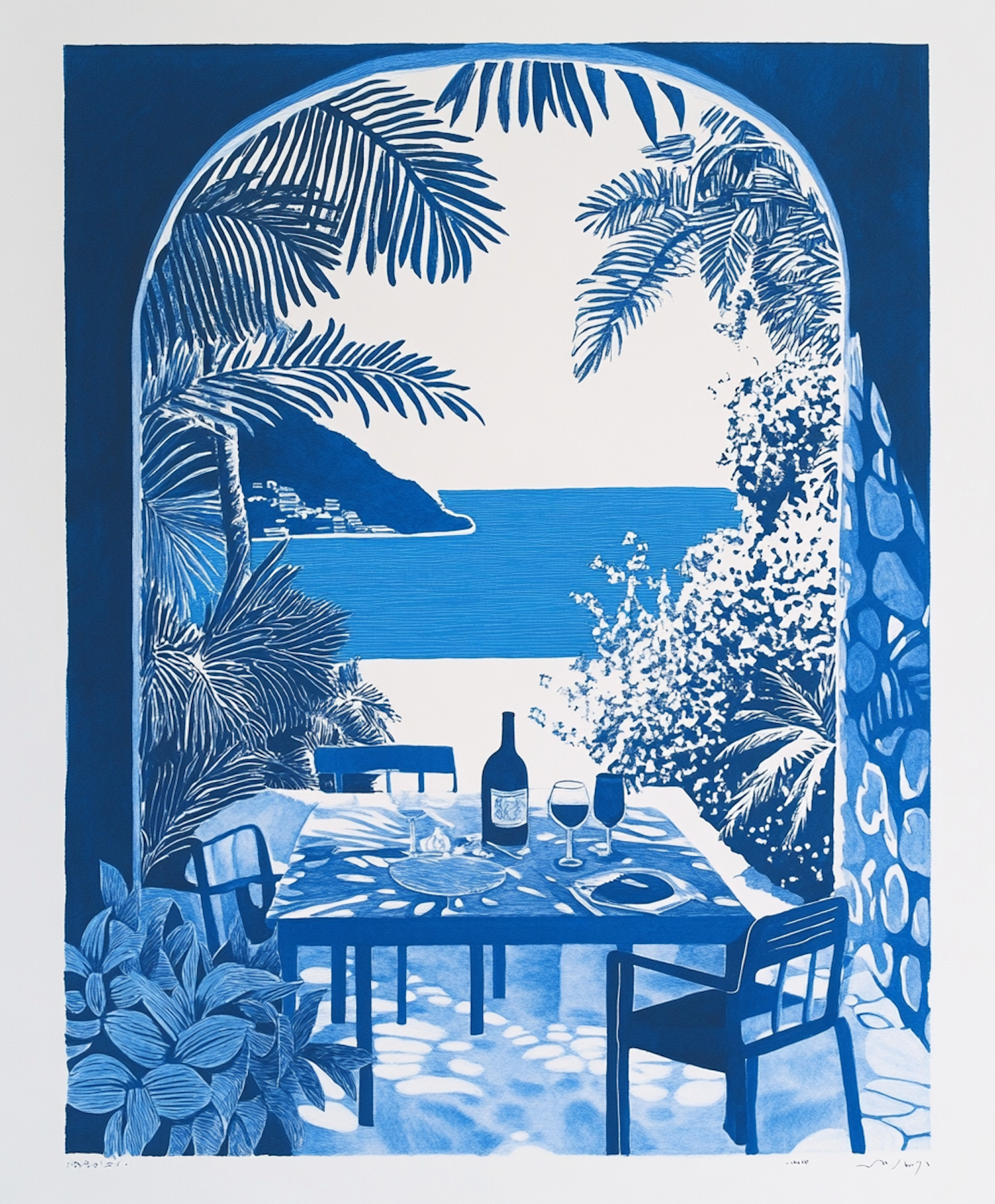 Serene Outdoor Dining Illustration