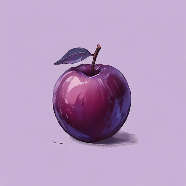 Purple Apple on Lavender Background