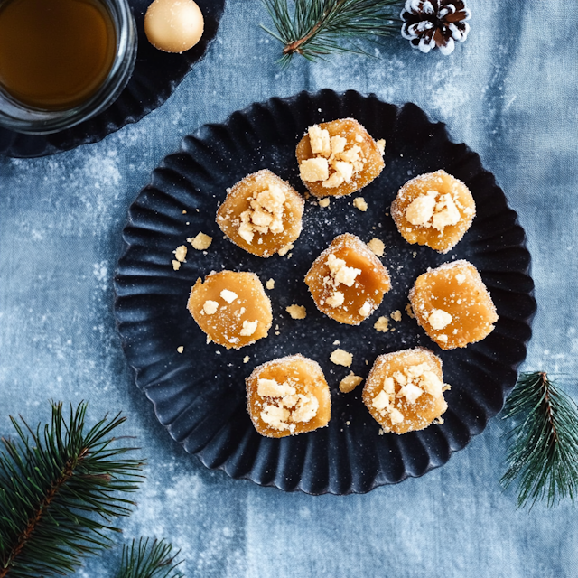 Festive Confections on Blue Surface