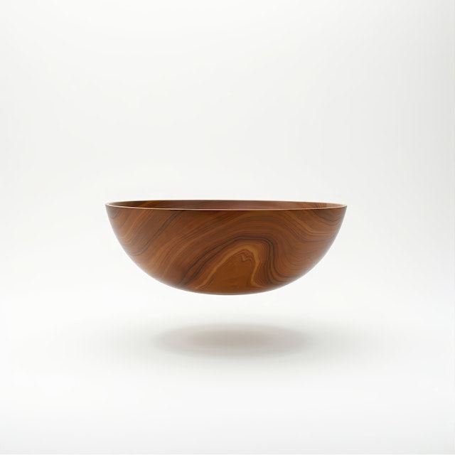 Wooden Bowl on Light Background