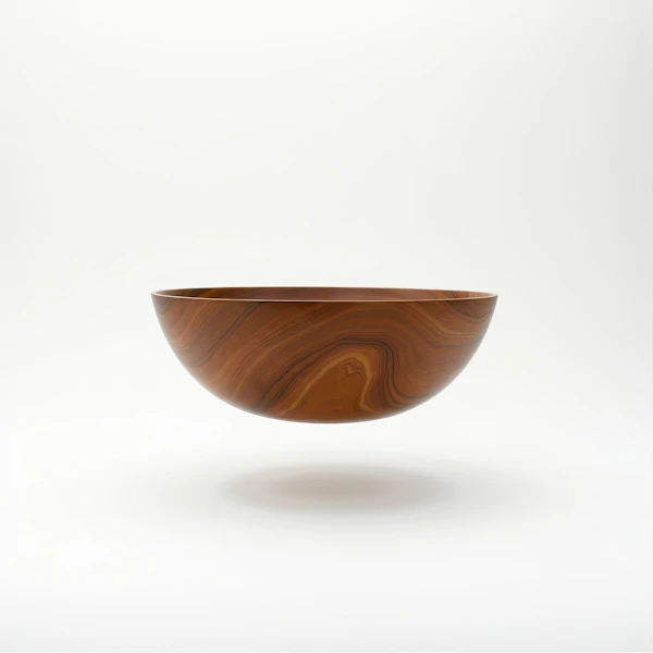 Wooden Bowl on Light Background