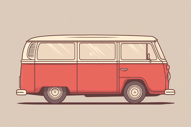 Vintage Retro-Styled Camper Van Illustration