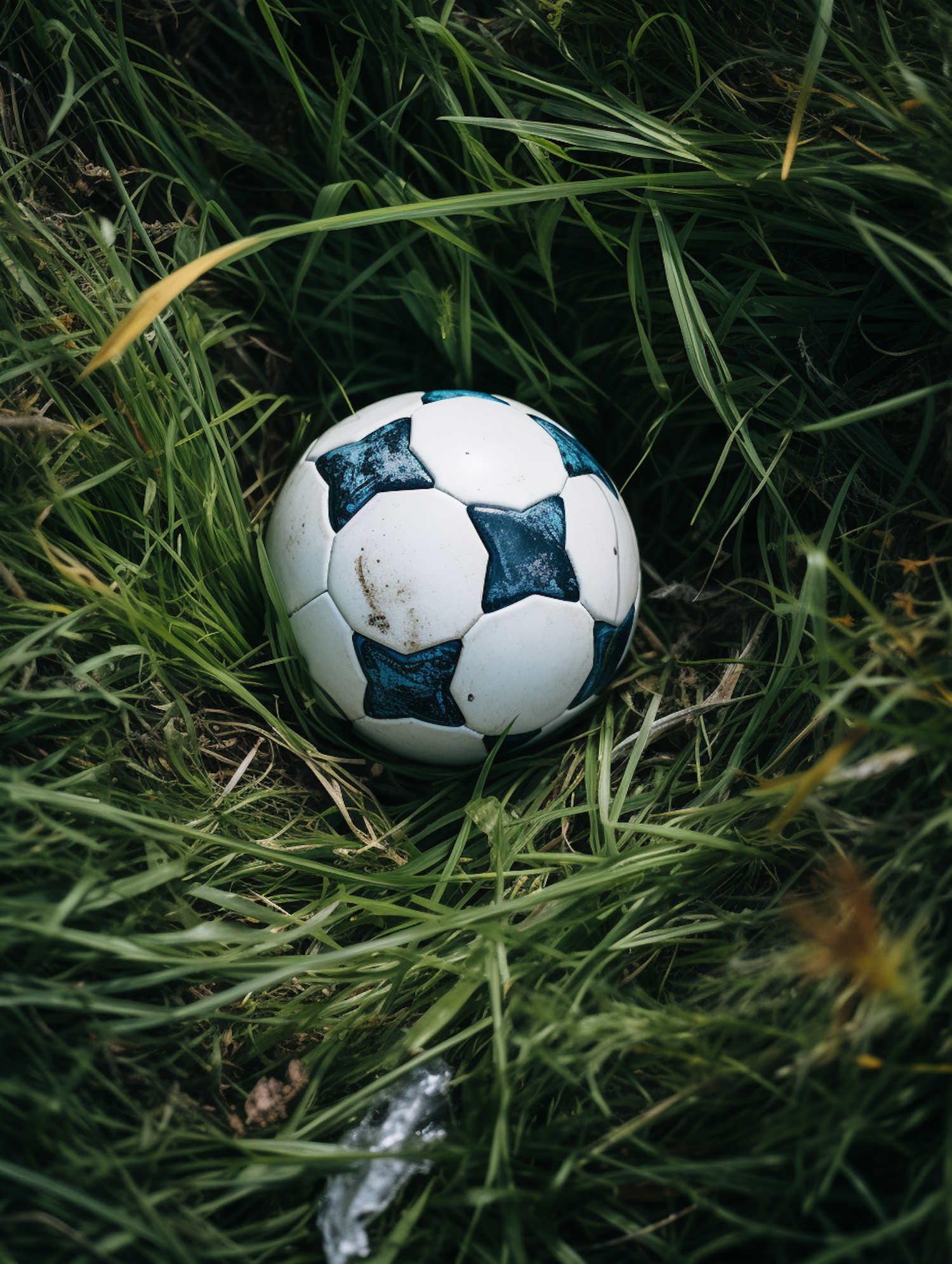 Weathered Soccer Ball in Natural Grass