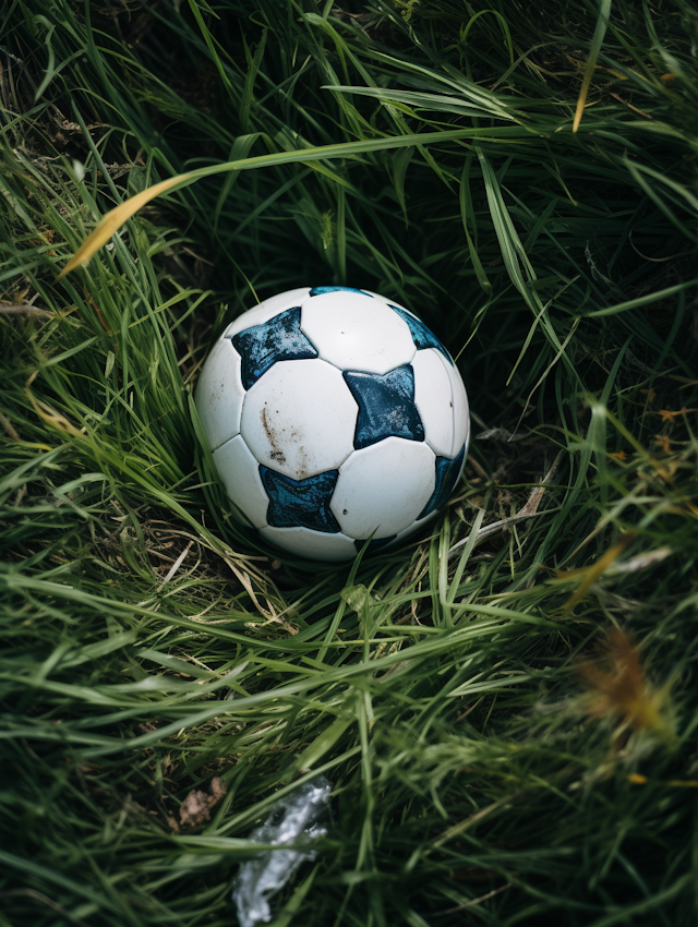 Weathered Soccer Ball in Natural Grass