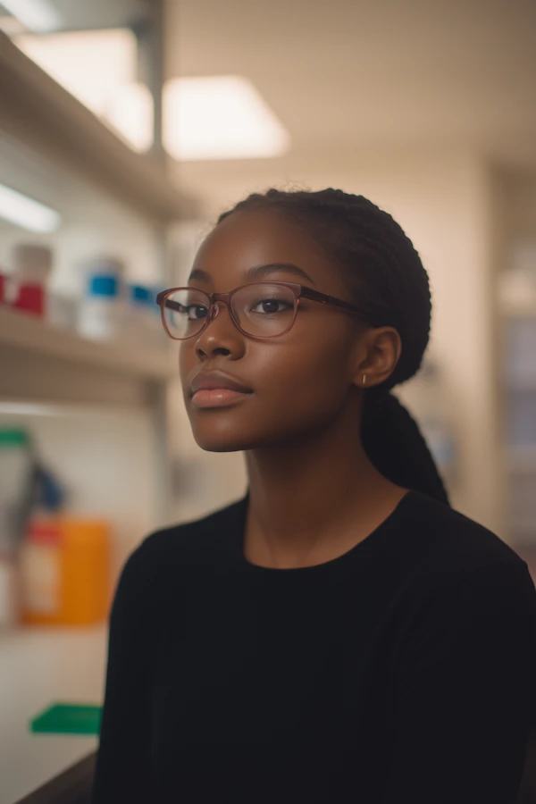 Portrait of a Young Woman in a Workspace