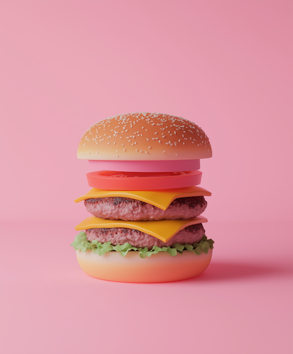 Stylized Oversized Hamburger Illustration