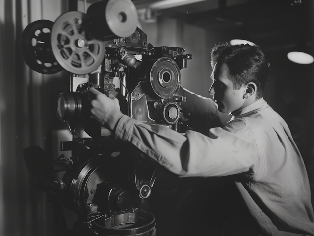 Vintage Film Projector Operation