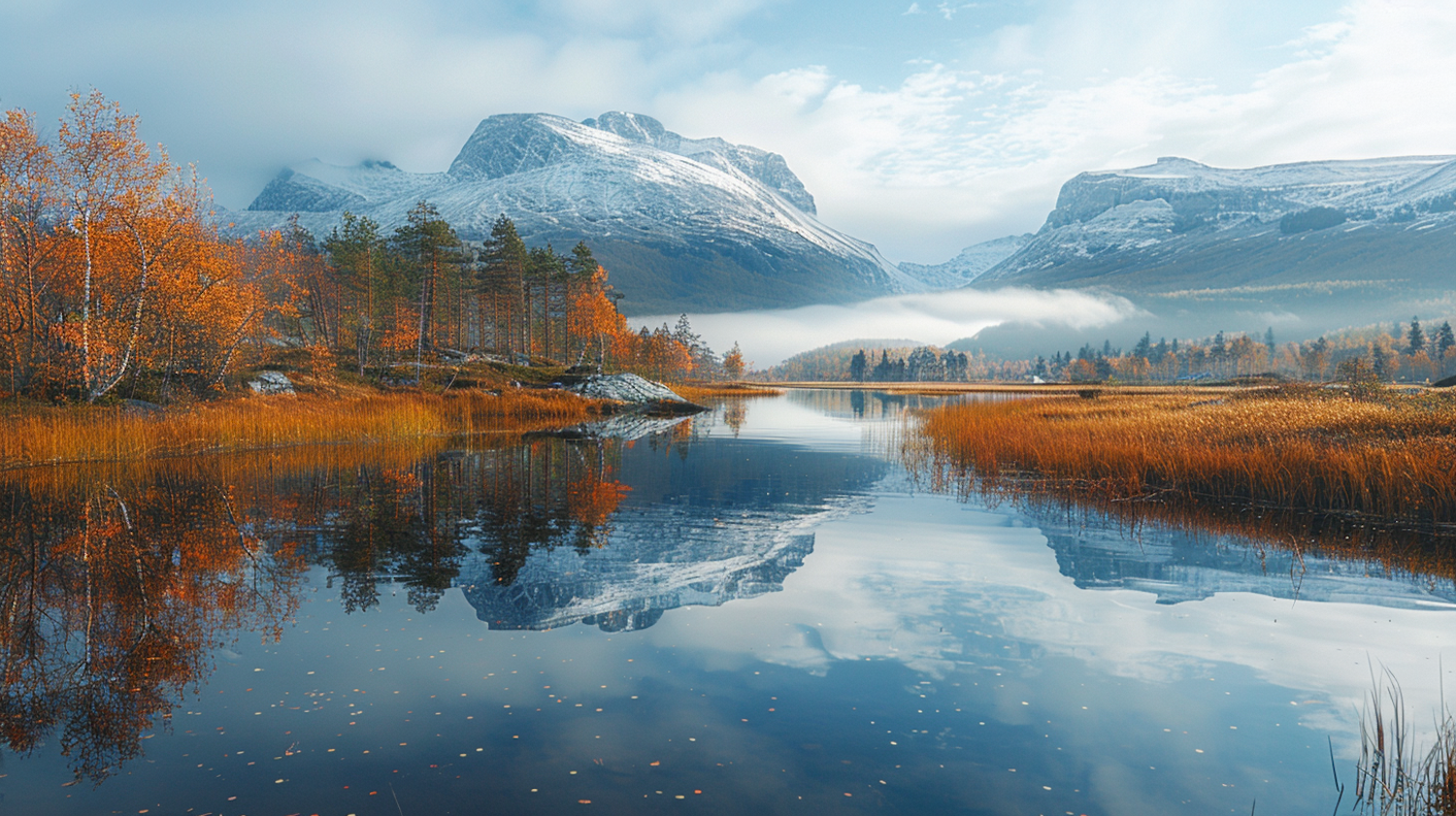 Serene Autumn Lake and Mountain Landscape