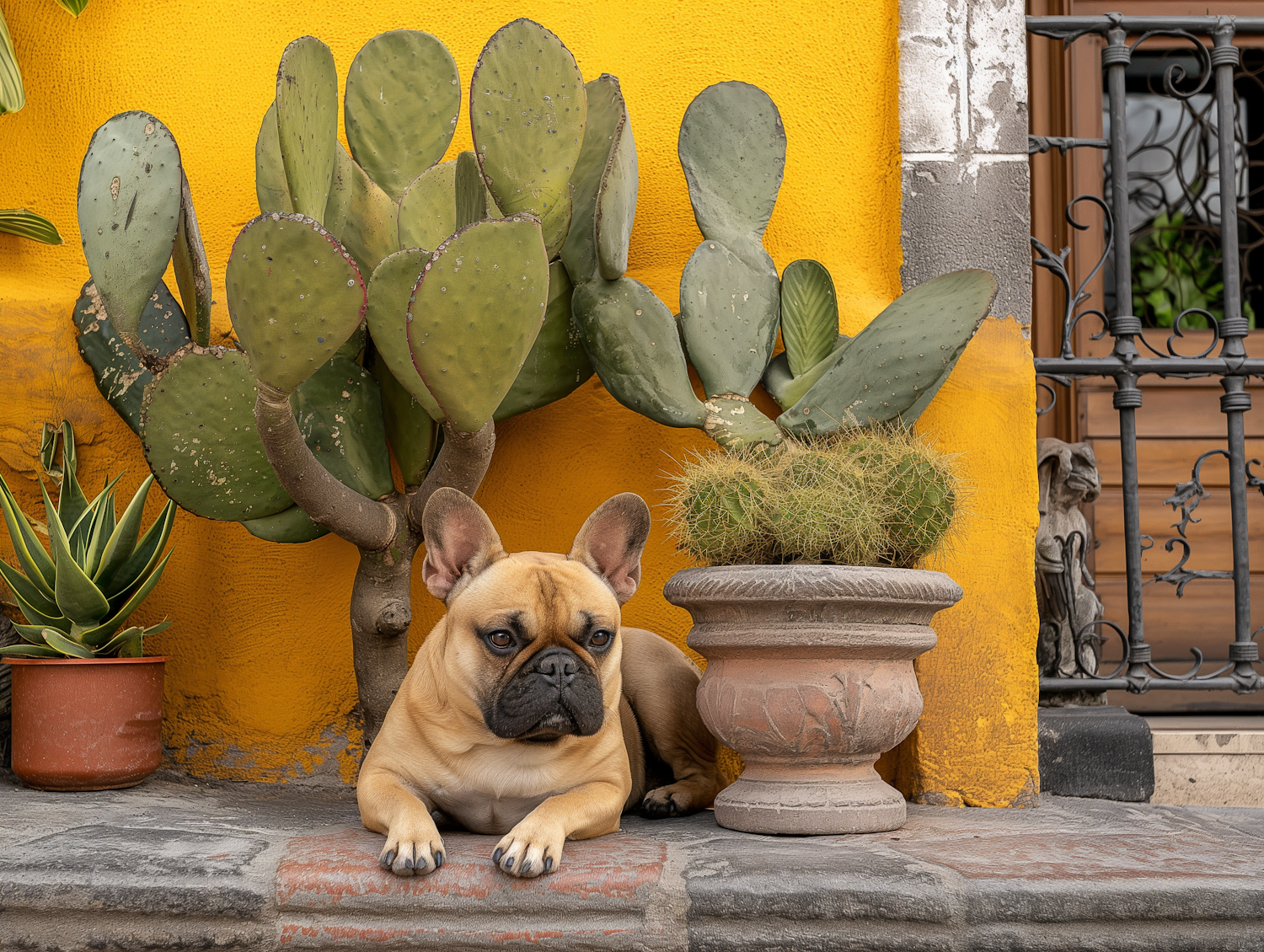 French Bulldog on Stone Ledge