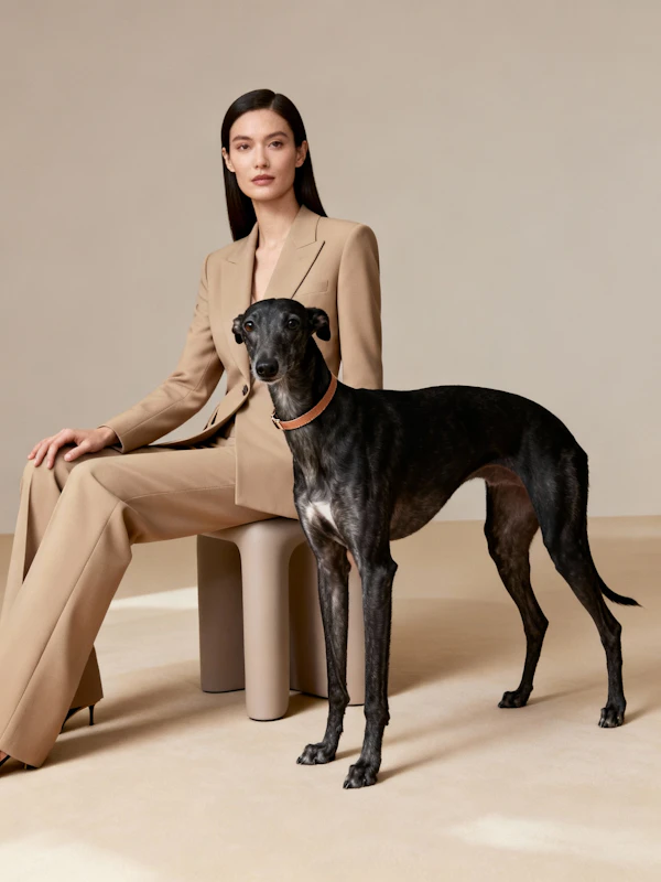 Elegant Woman and Greyhound