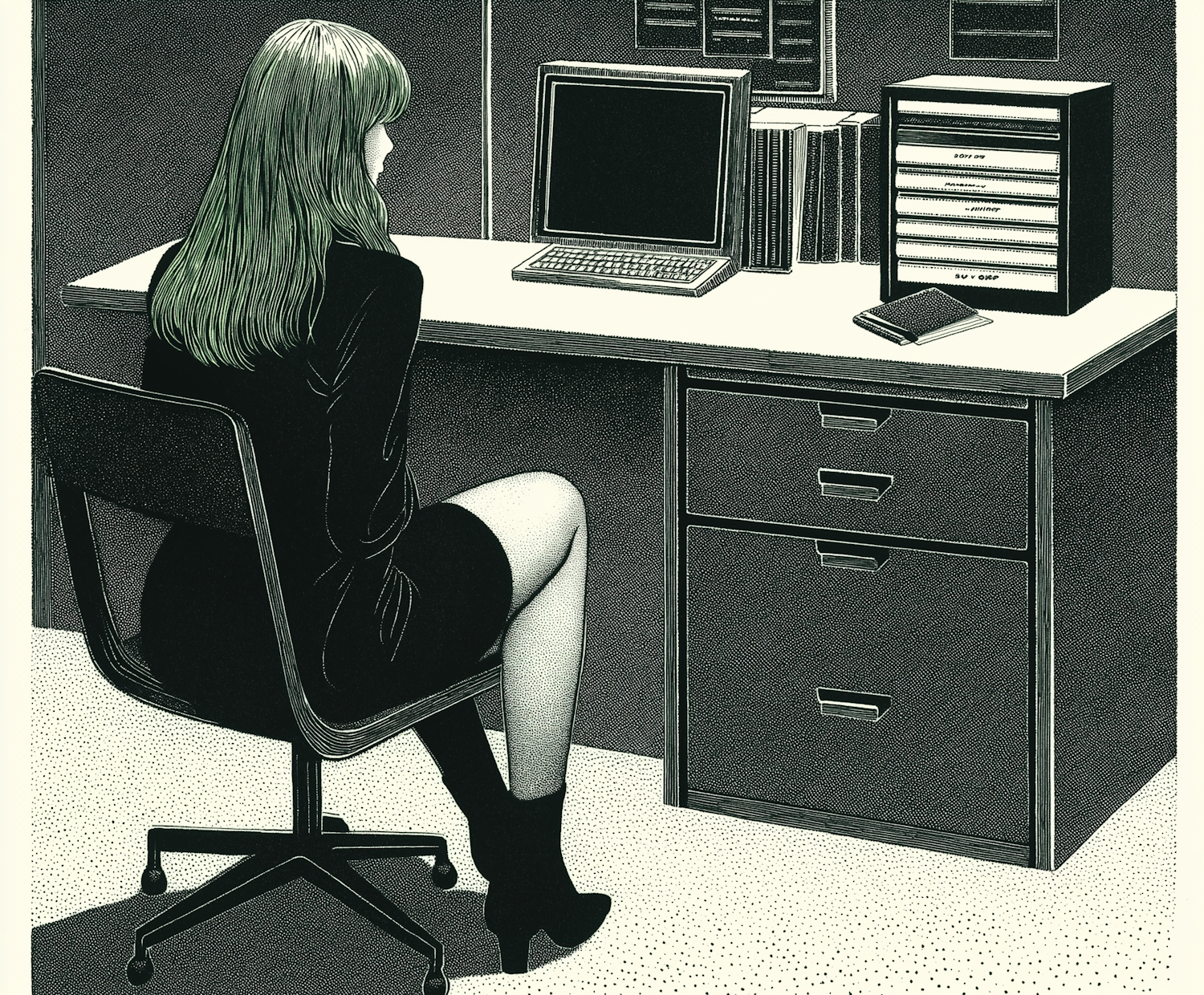 Stippled Office Illustration