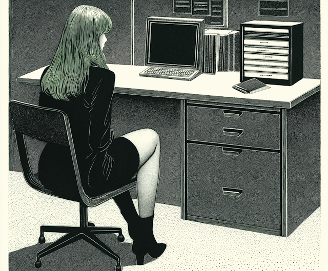 Stippled Office Illustration