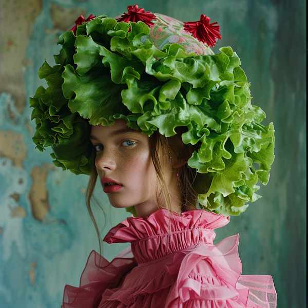 Lettuce Crowned Woman in Pink