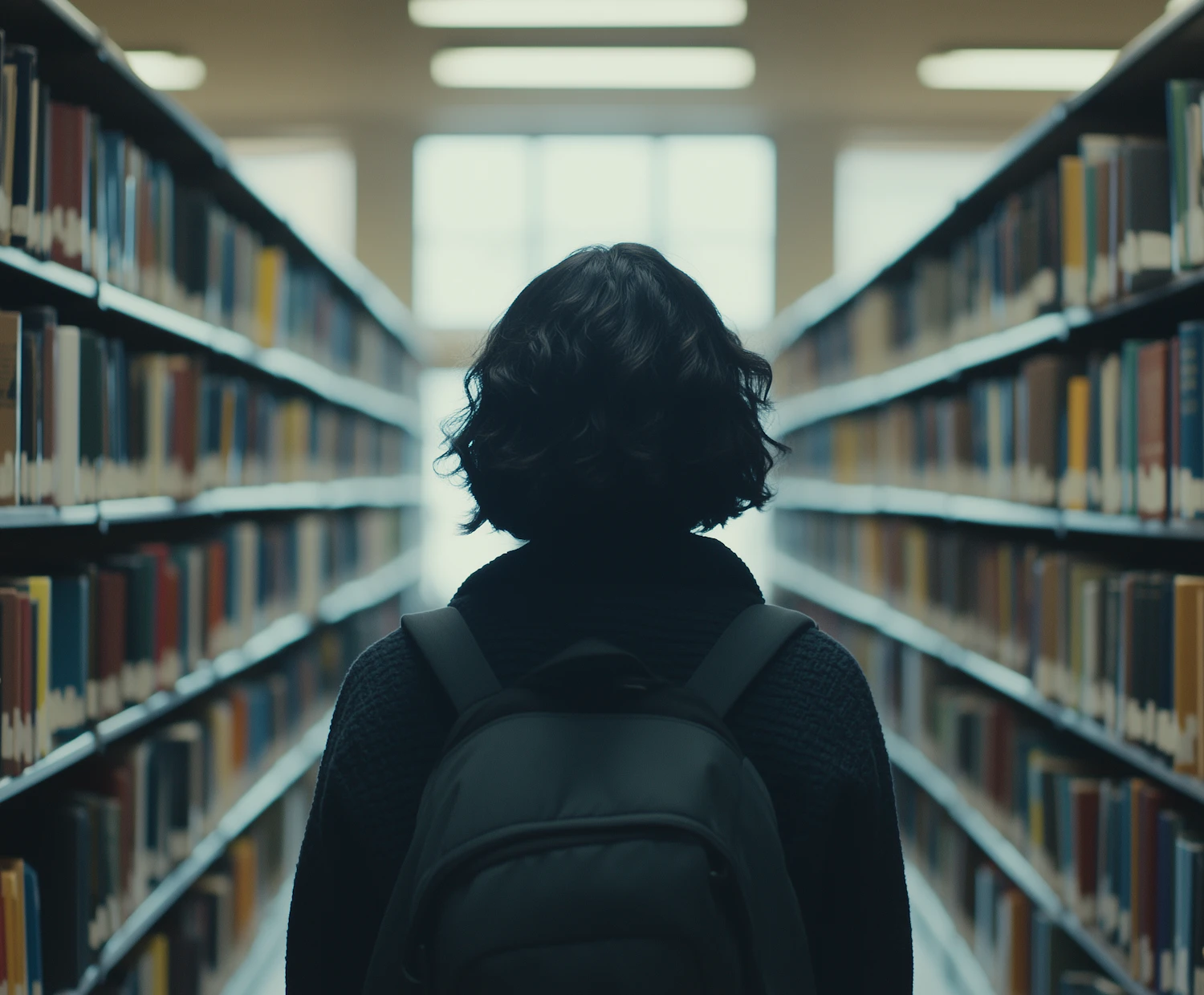 Contemplative Library Aisle