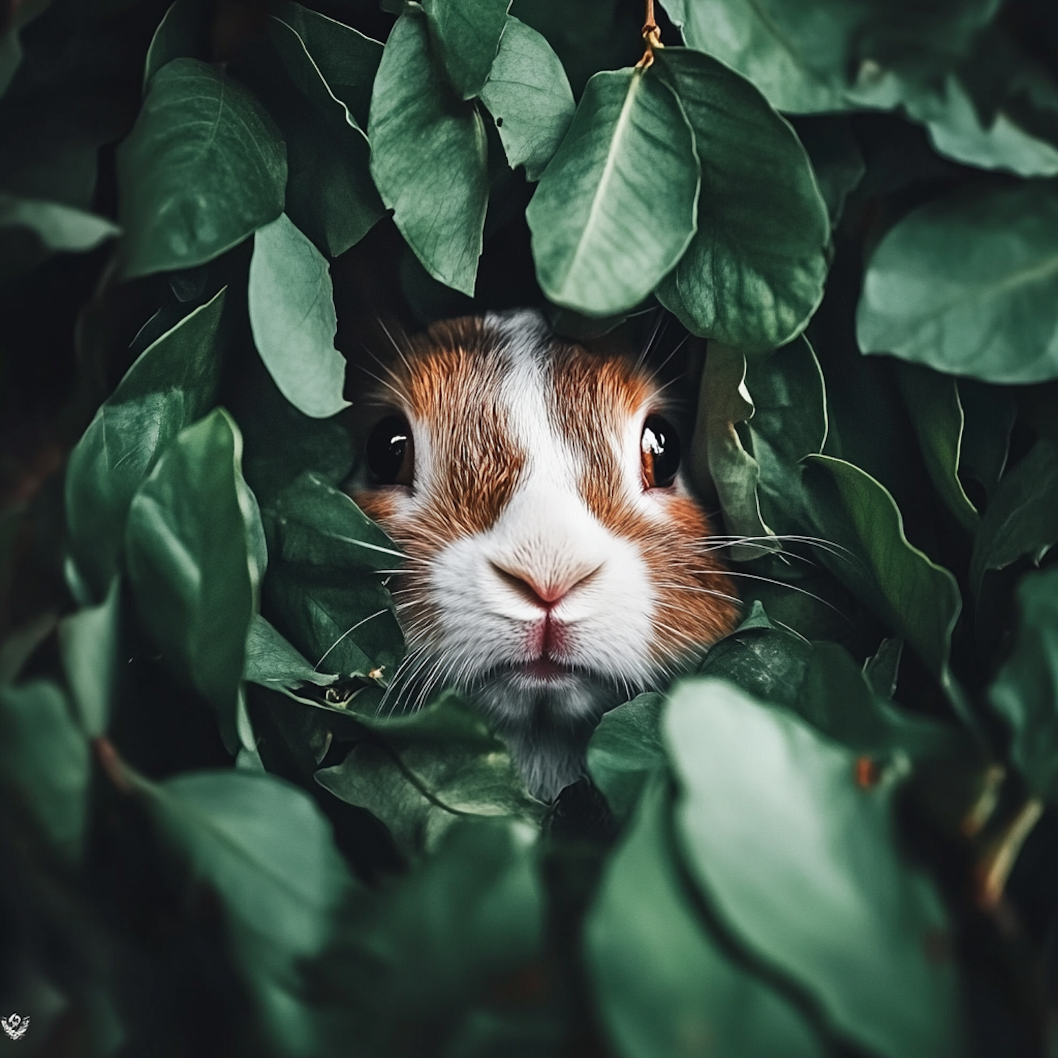 Guinea Pig in Leaves