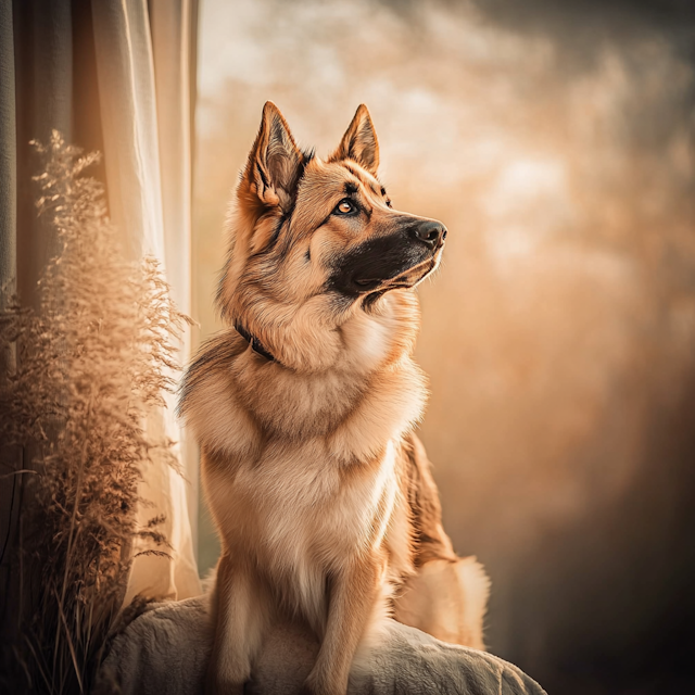 German Shepherd by the Window