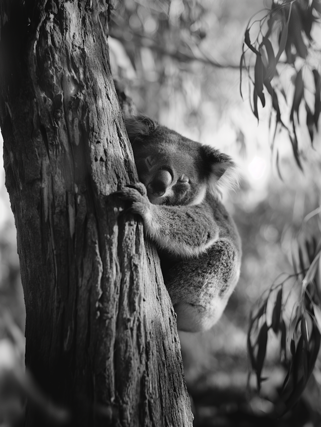 Serene Koala in Monochrome