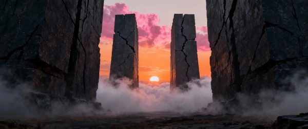 Misty Monolith Sunset