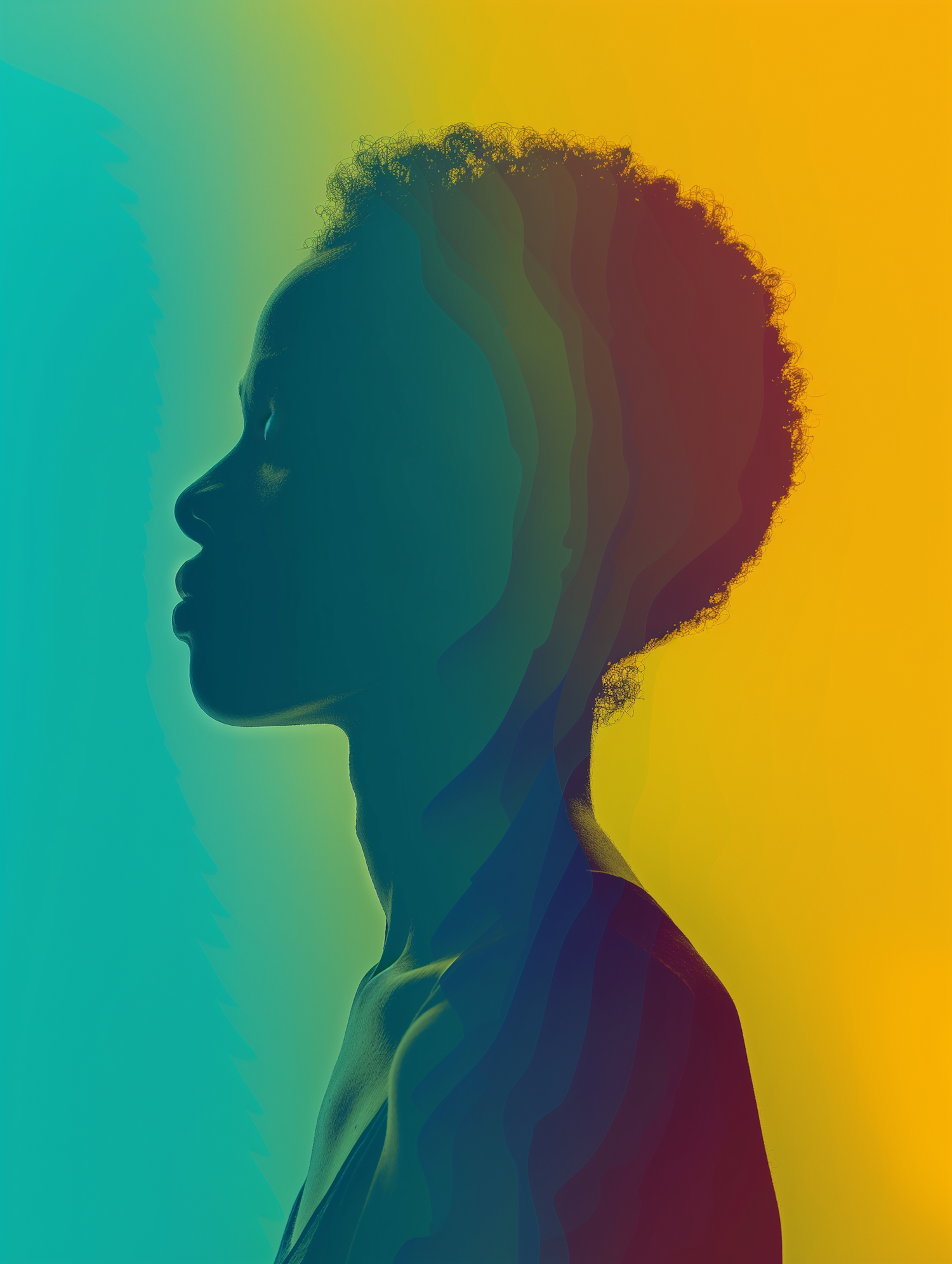 Silhouette Profile with Colorful Gradient