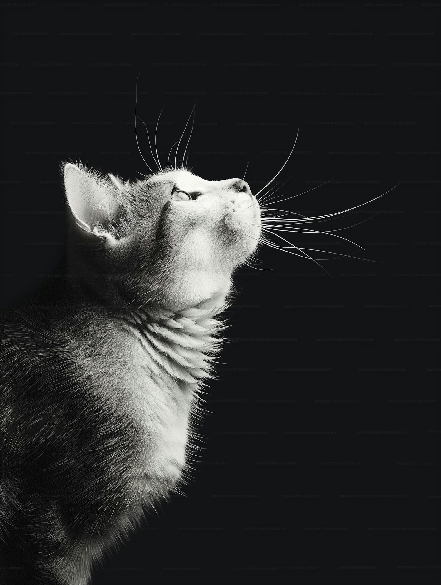 Contemplative Cat in Monochrome