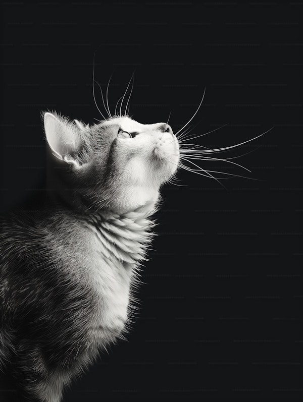 Contemplative Cat in Monochrome