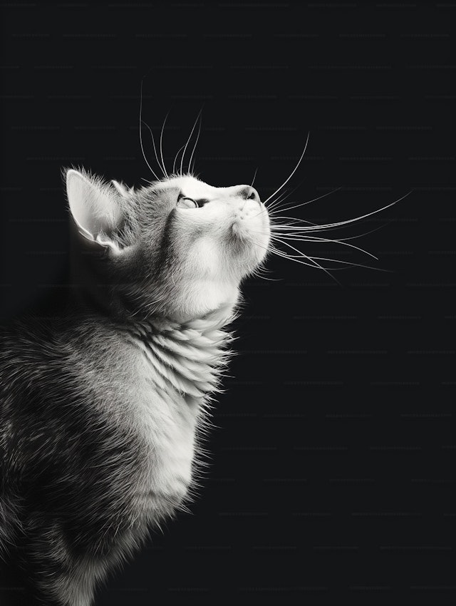 Contemplative Cat in Monochrome