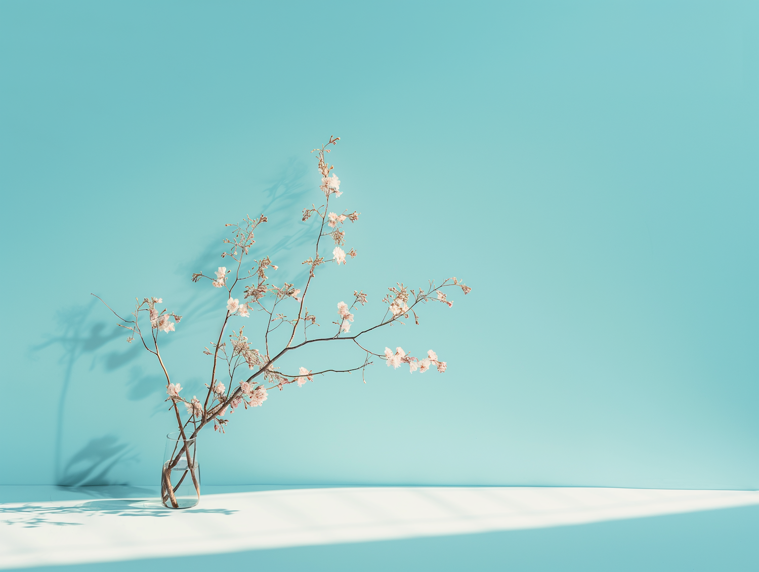 Cherry Blossoms in Glass Vase