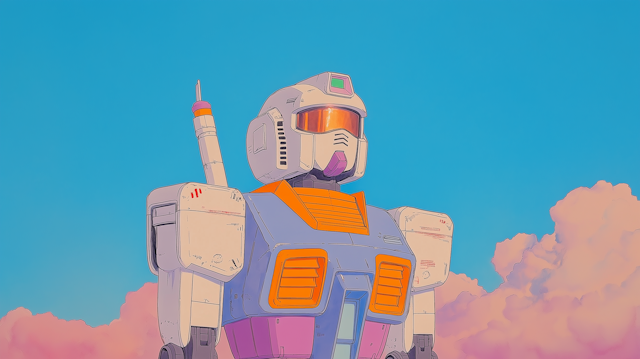 Futuristic Robot Against Vibrant Sky