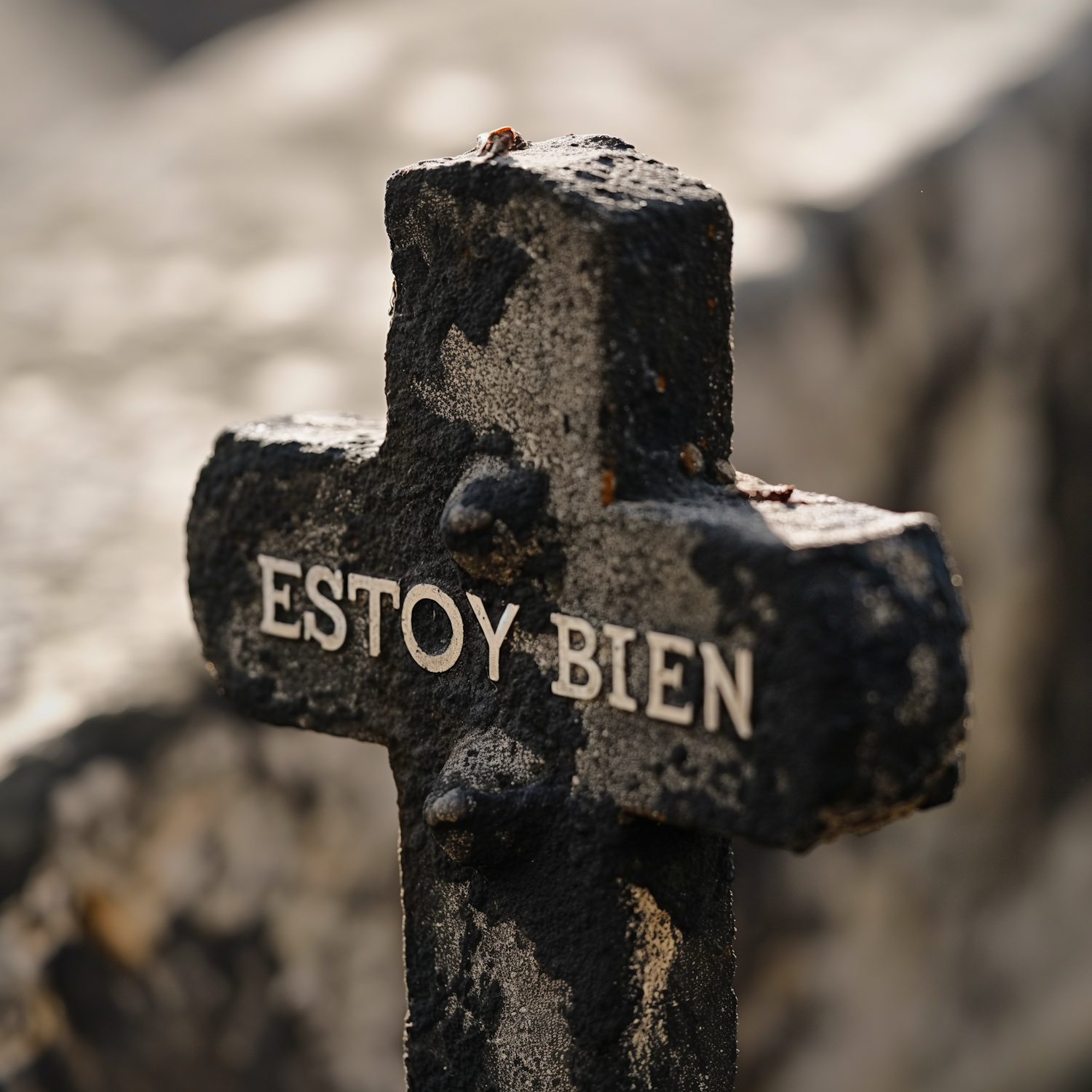 Weather-Worn Cross with Inscription