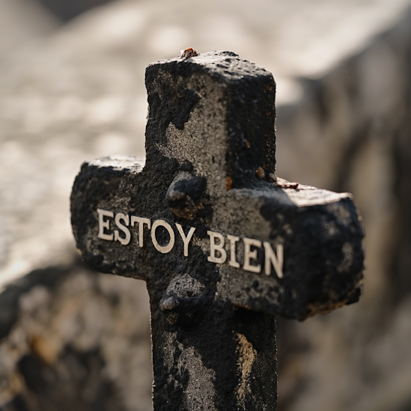 Weather-Worn Cross with Inscription