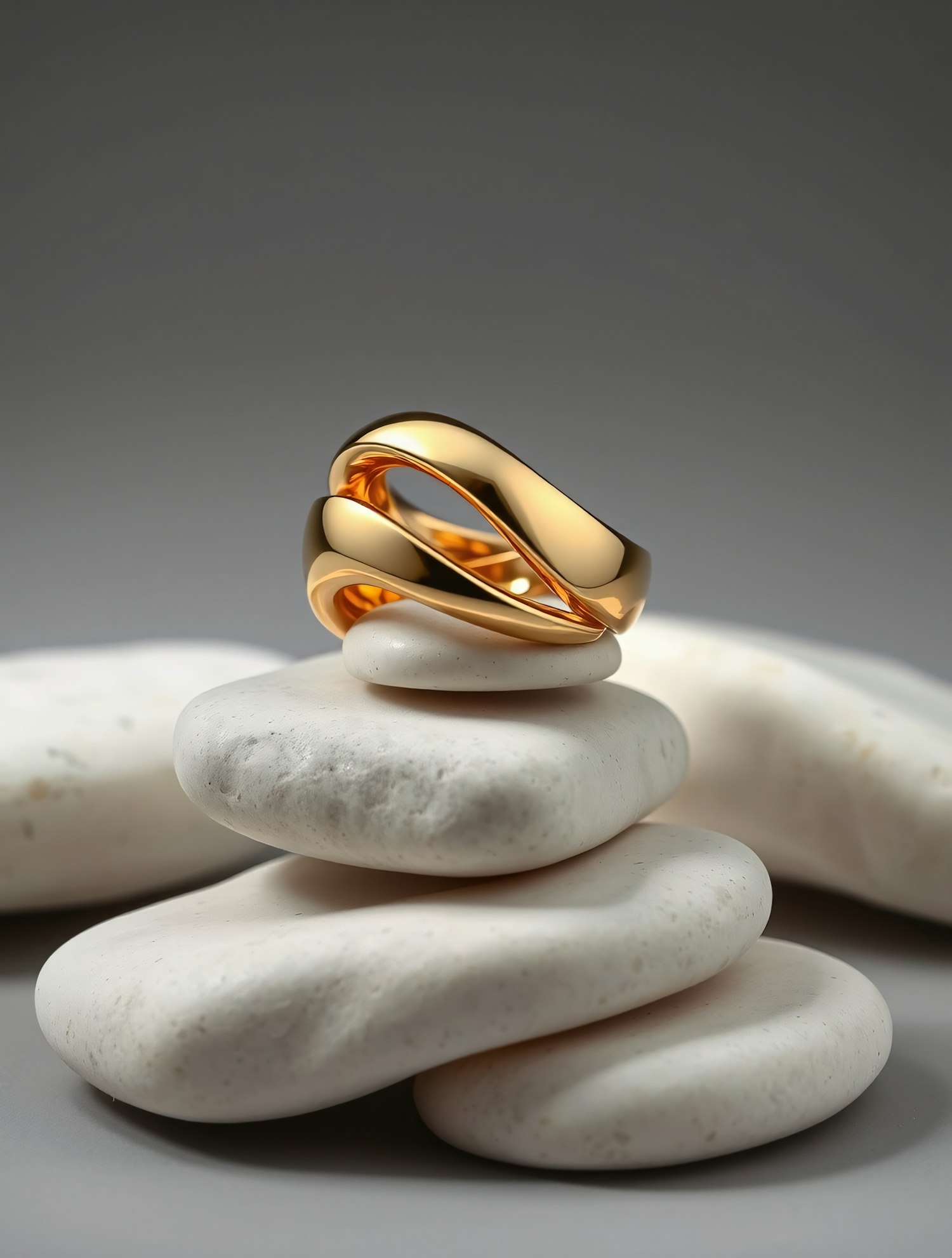 Gold Ring on White Stones