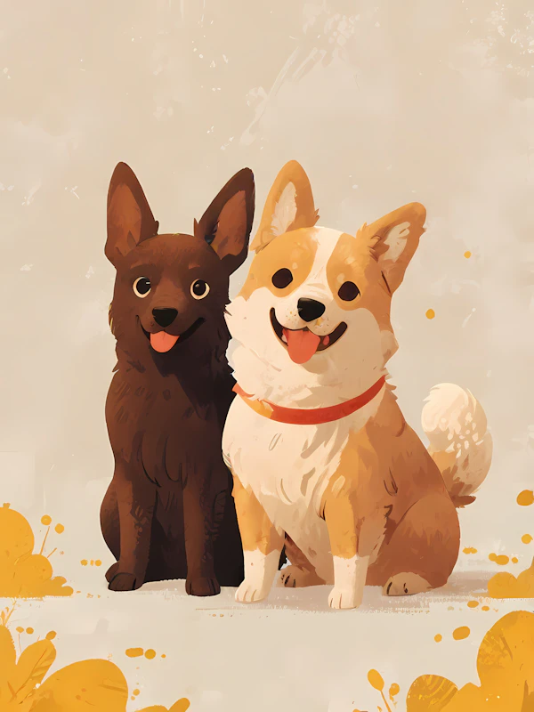 Cartoon Dogs Companionship