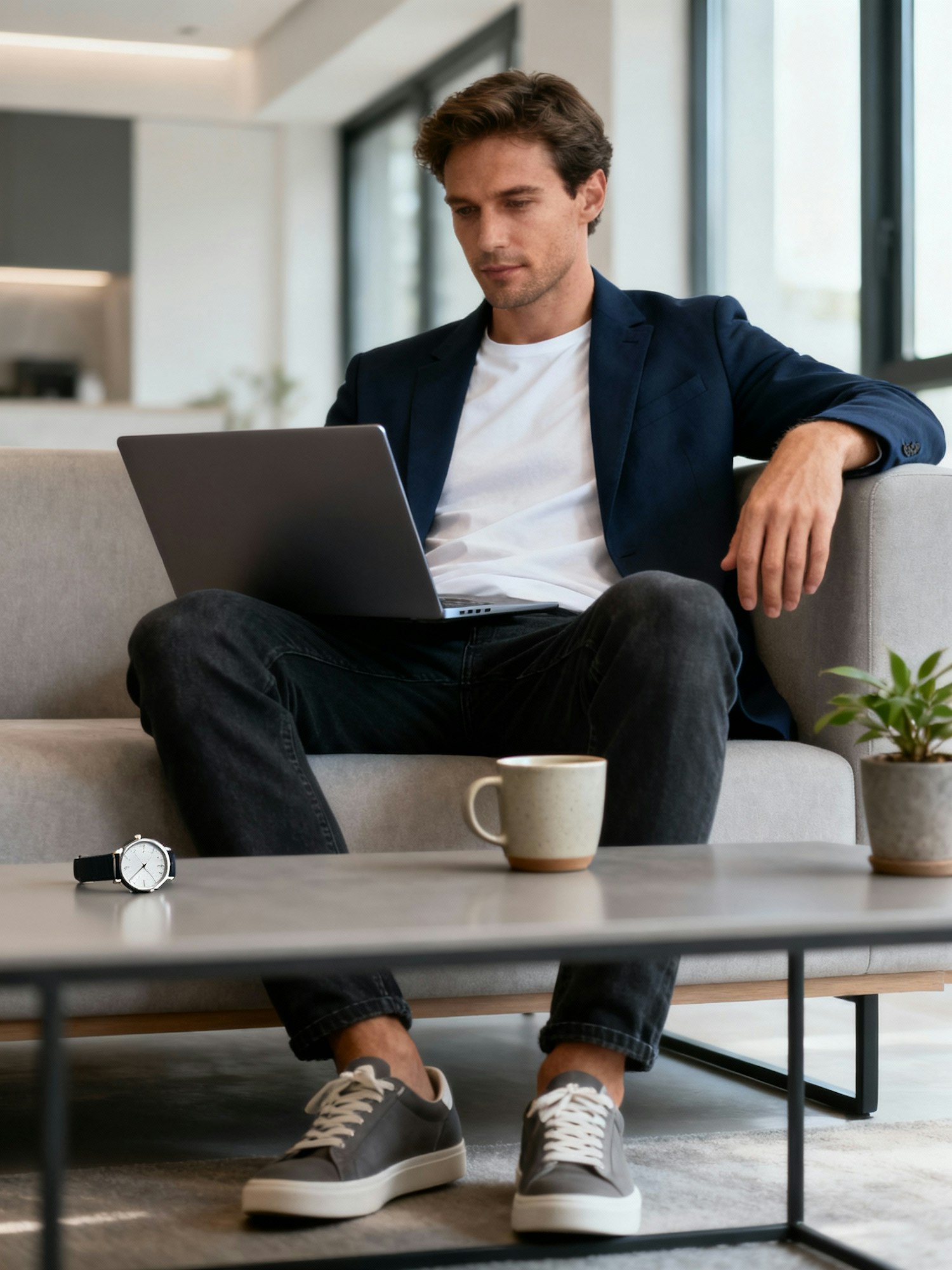Man Working on Laptop