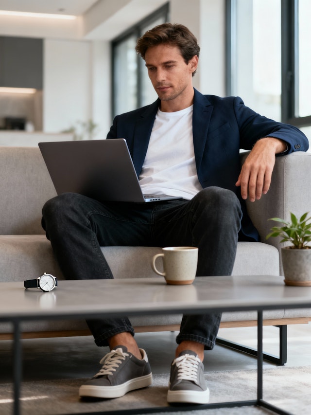 Man Working on Laptop