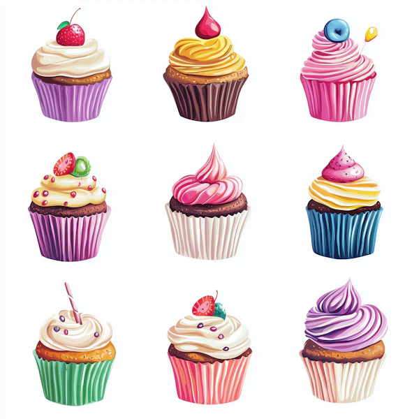 Colorful Cupcake Grid