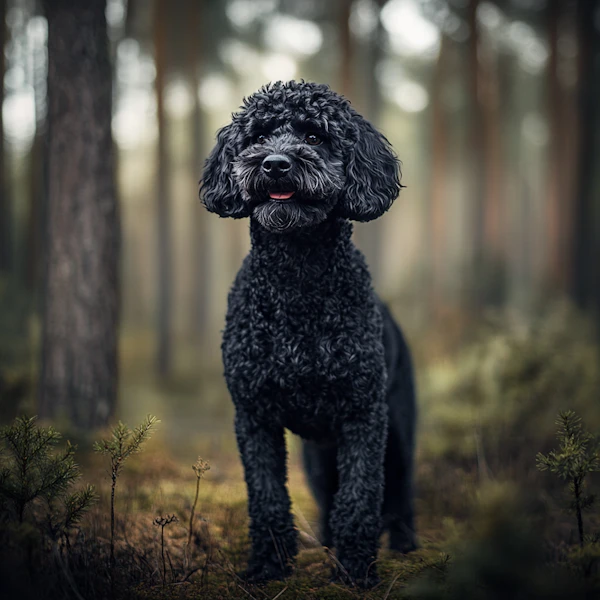 Black Poodle in Forest