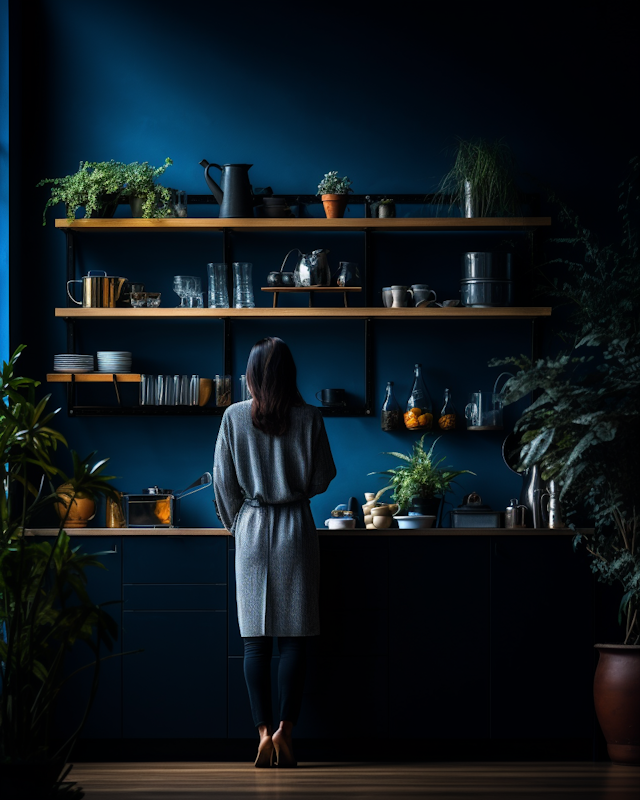 Tranquil Evening Prep in the Blue Kitchen