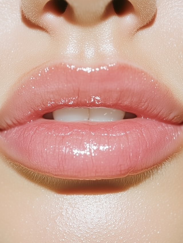 Glossy Pink Lips Close-Up