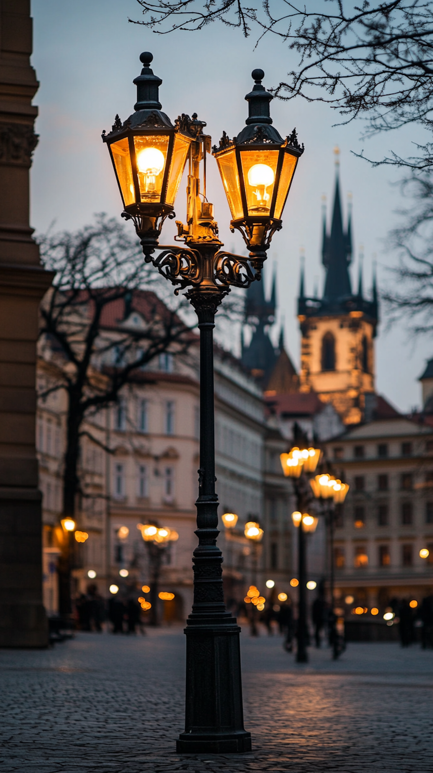 Ornate Street Lamp at Dusk