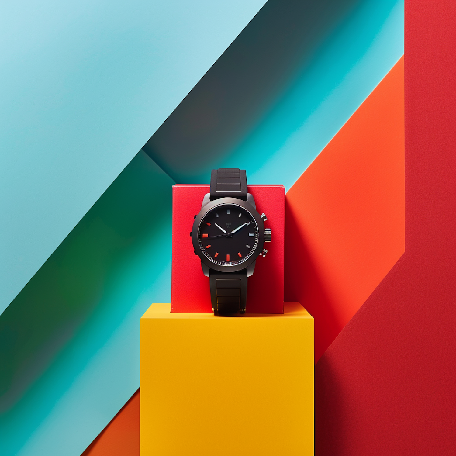 Minimalist Watch on Colored Blocks