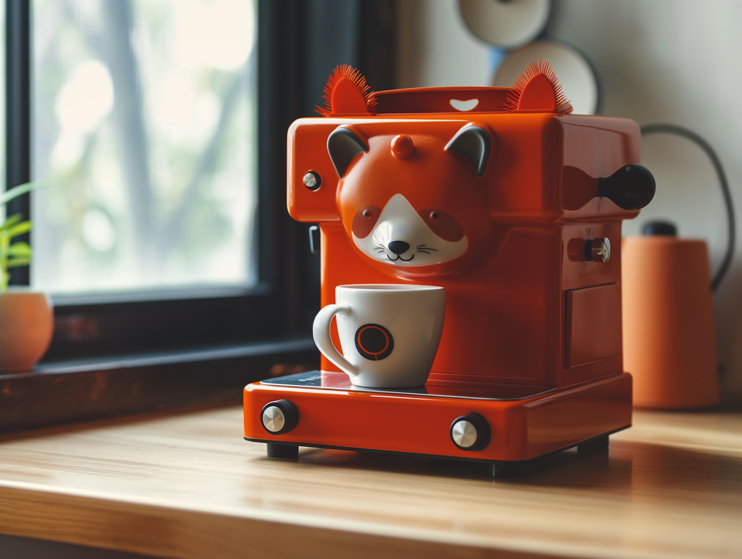 Whimsical Red Panda Espresso Machine