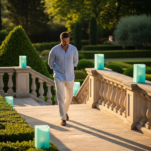 Man in Formal Garden