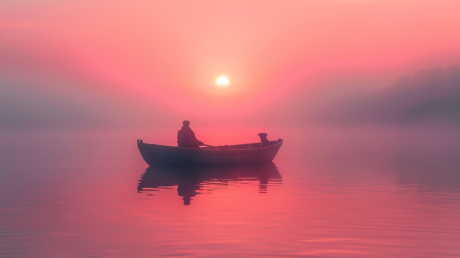 Tranquil Companionship on Water at Dawn/Dusk