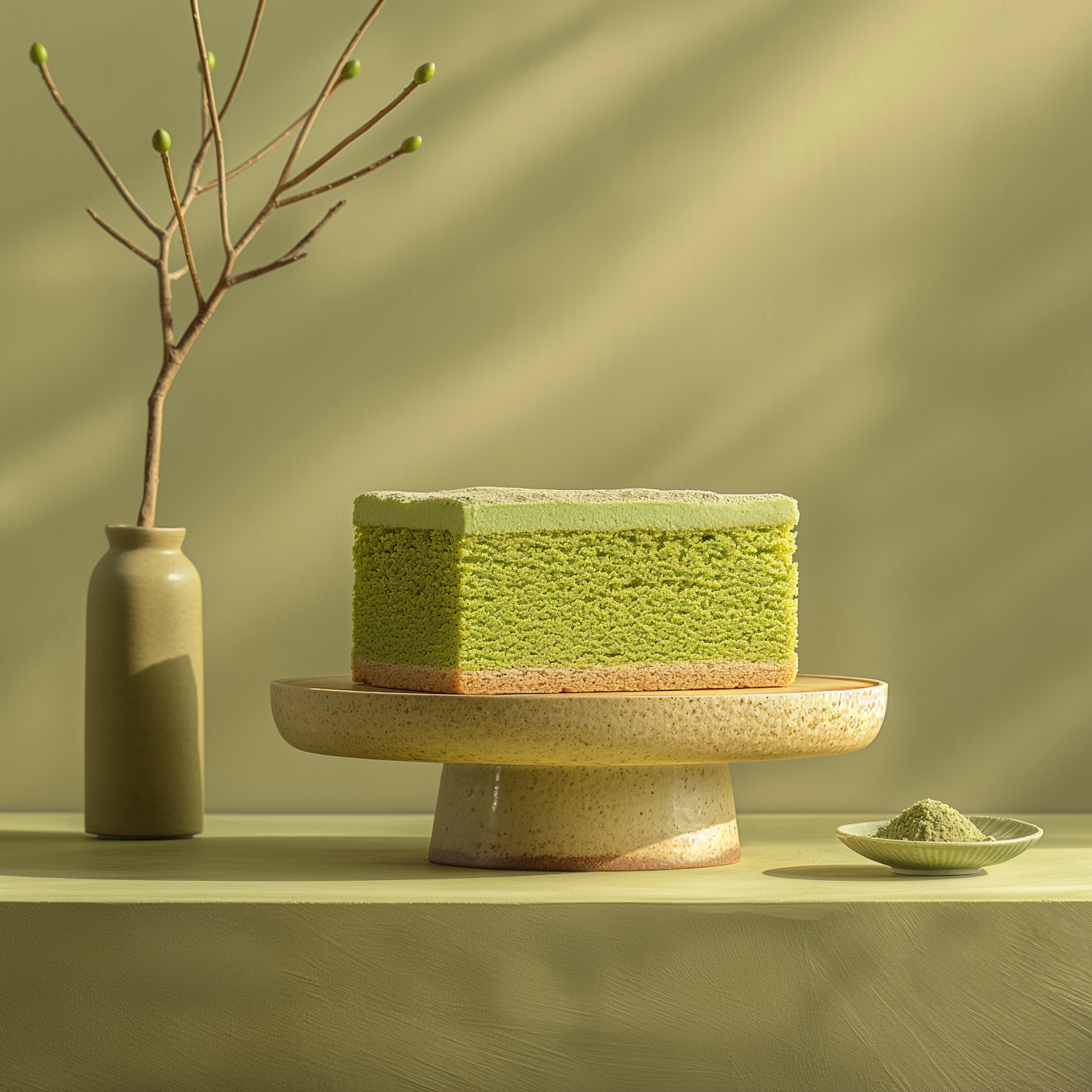 Green Sponge Cake Still Life