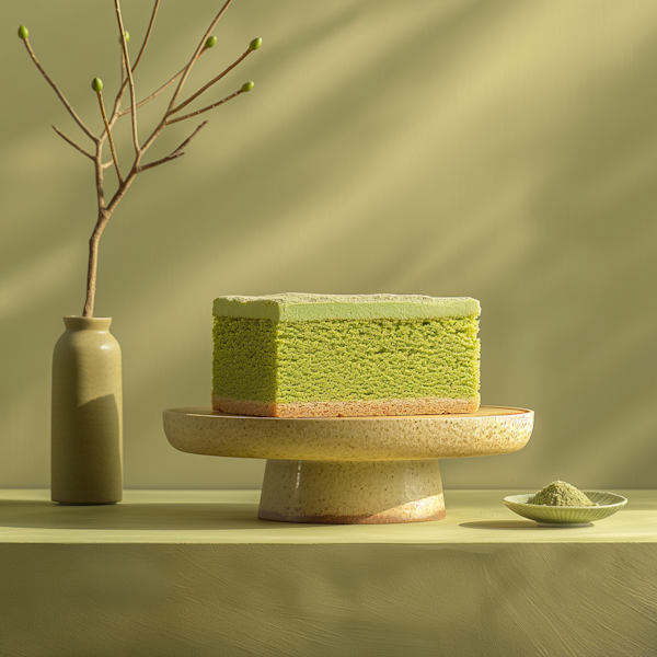 Green Sponge Cake Still Life